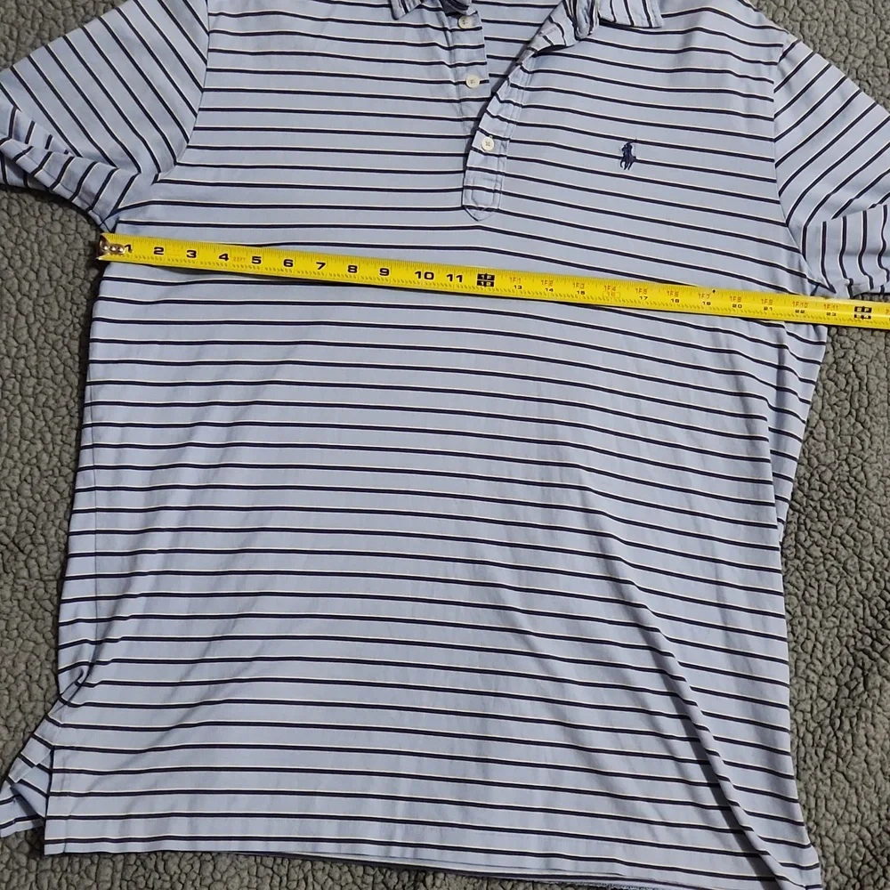 Men's Ralph Lauren Polo Golf shirt size large blue with stripes